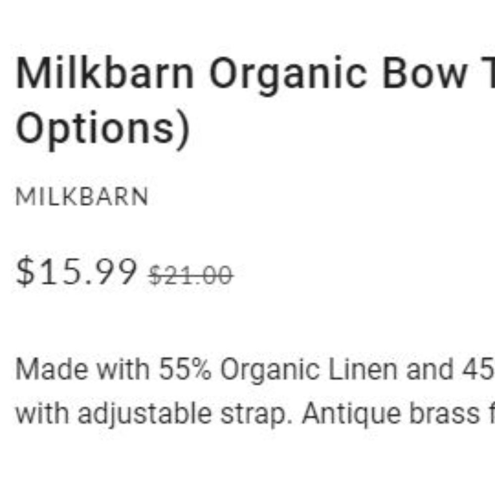 Milkbarn Organic White with Grey Linen and Cotton Zebras' Bow Tie NWOT - Picture 6 of 7